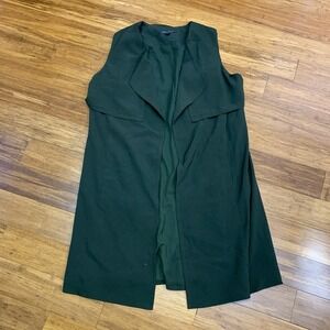 Romeo Juliet Couture Women's Sleeveless Long Drape Front Vest Olive Green Size M